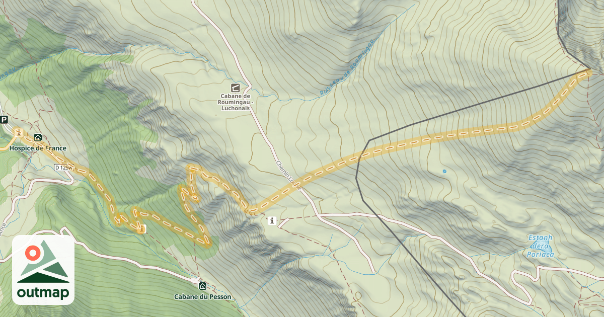 Map of Pic de Pouylané ou de Roumingau — Hospice de France