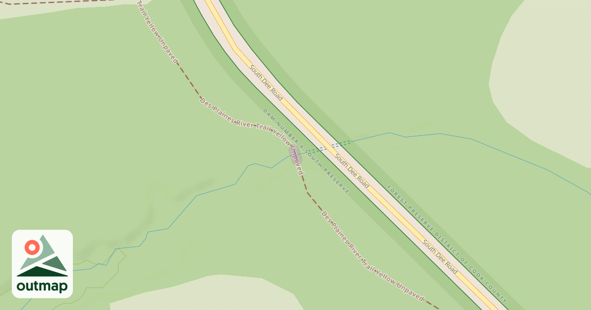 Map of Des Plaines River Trail Yellow Unpaved
