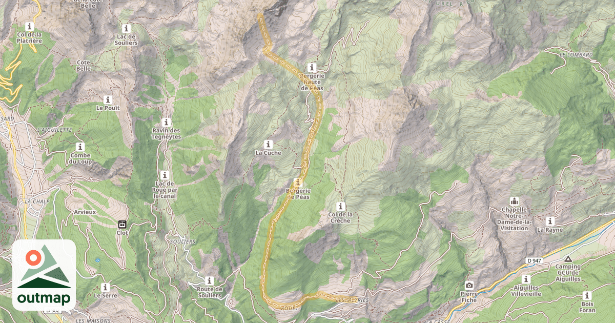 Map of Crête de Rasis — Les Meyries