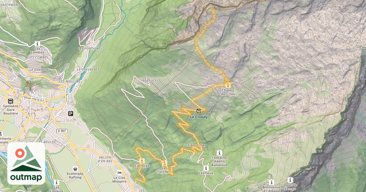 Map of Aouille de Criou — Vallon d'en haut