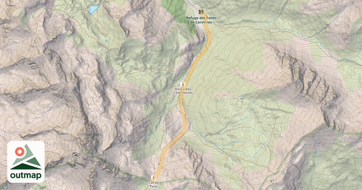 Map of Col de Péas — Les Fonts de Cervières
