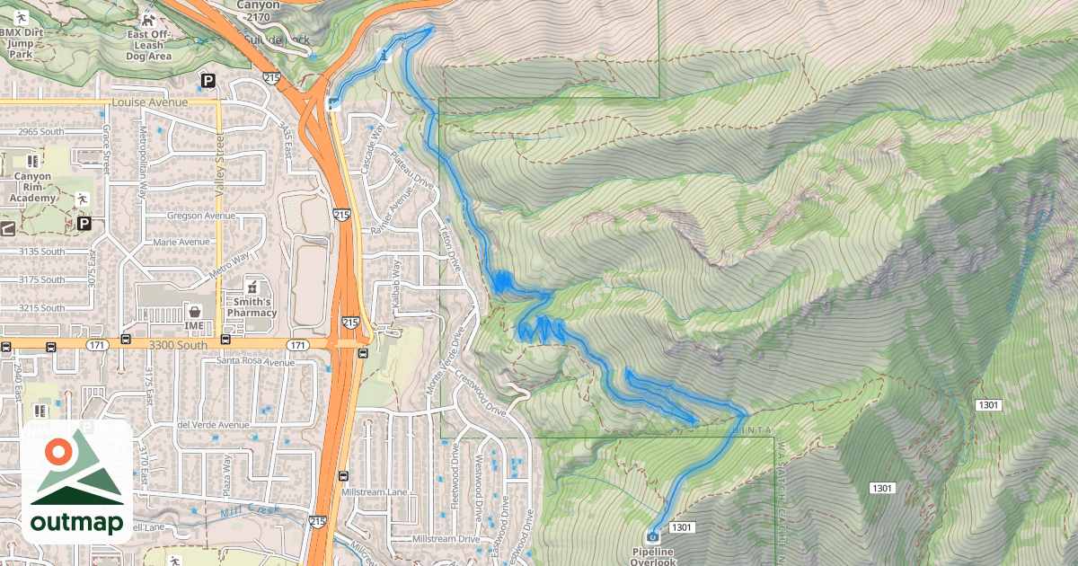 Map of Bonneville Shoreline Trail - Grandeur Peak Section