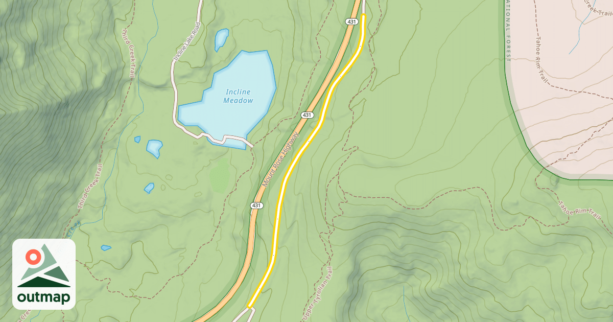 Map of Old Mount Rose Highway
