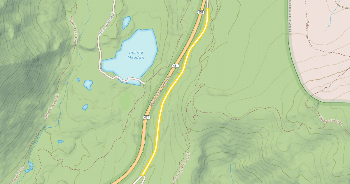 Map preview of Old Mount Rose Highway