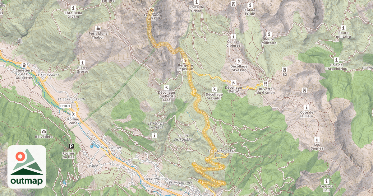 Map of Le Grand Aréa — Le Villard Laté