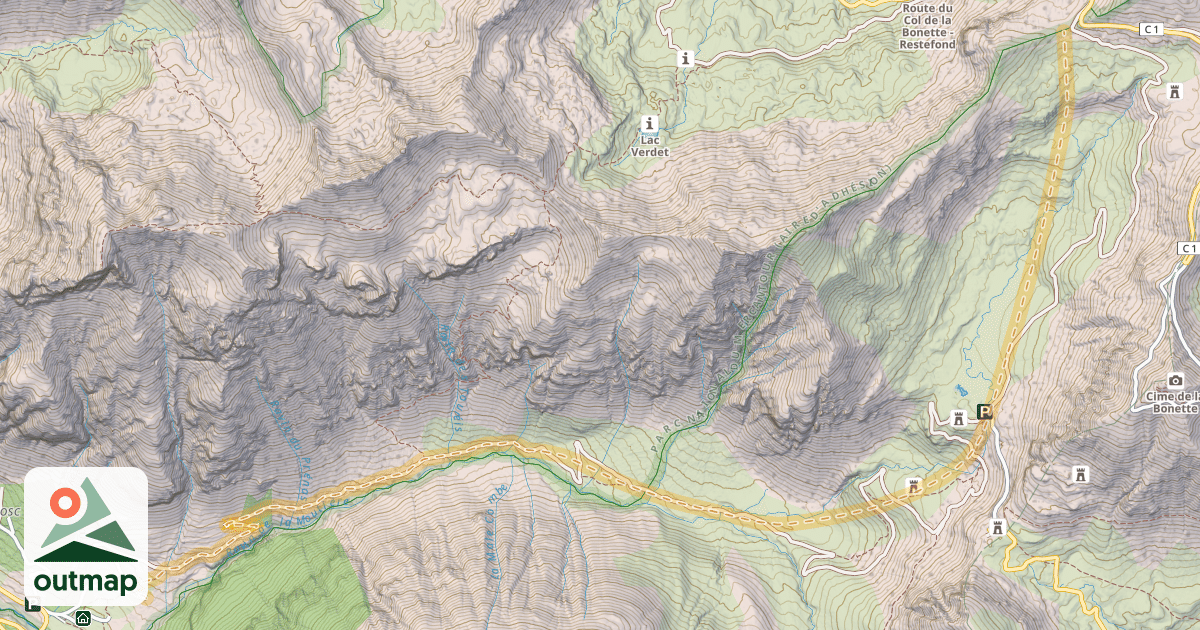 Map of Faux Col de Restefond — Bayasse