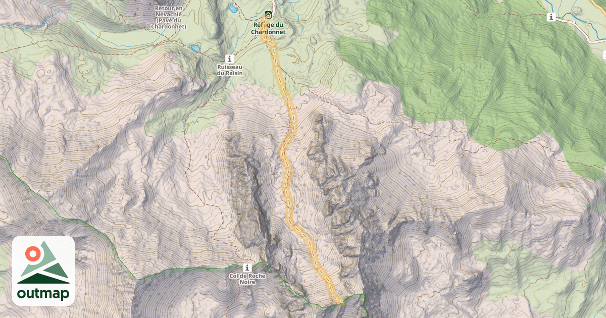 Map of Col de la Grande Manche — Refuge du Chardonnet