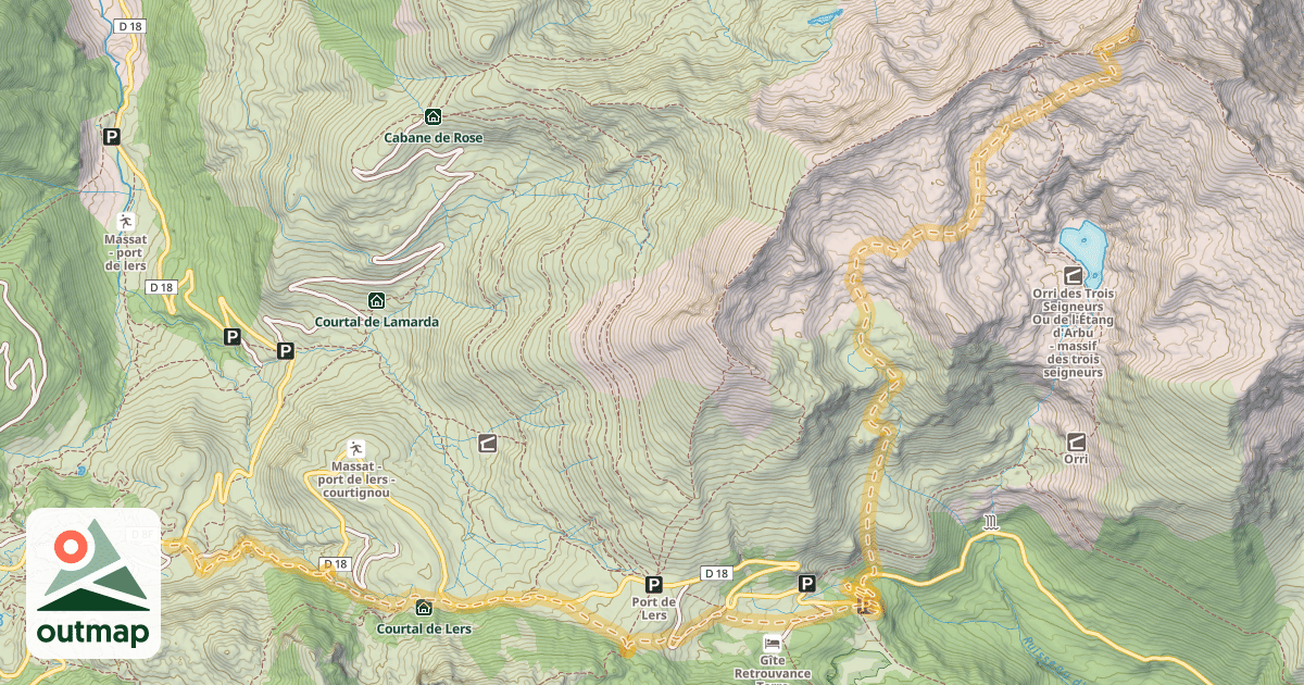 Map of Pic des Trois Seigneurs — Étang de Lers