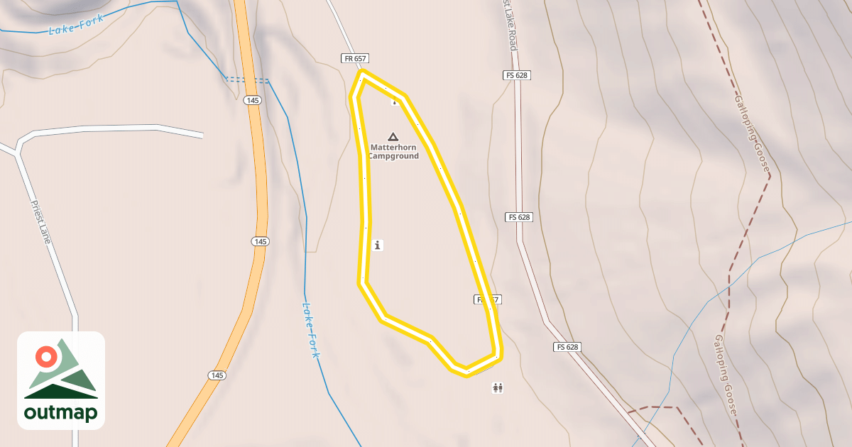 Map of Matterhorn Campground Road