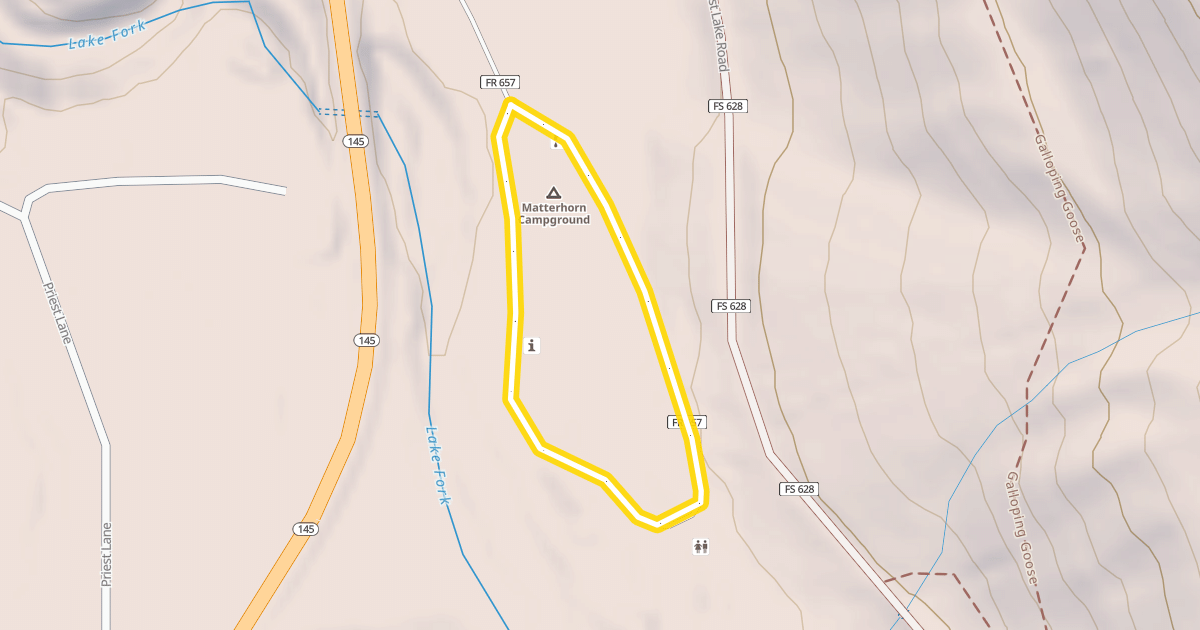 Map preview of Matterhorn Campground Road
