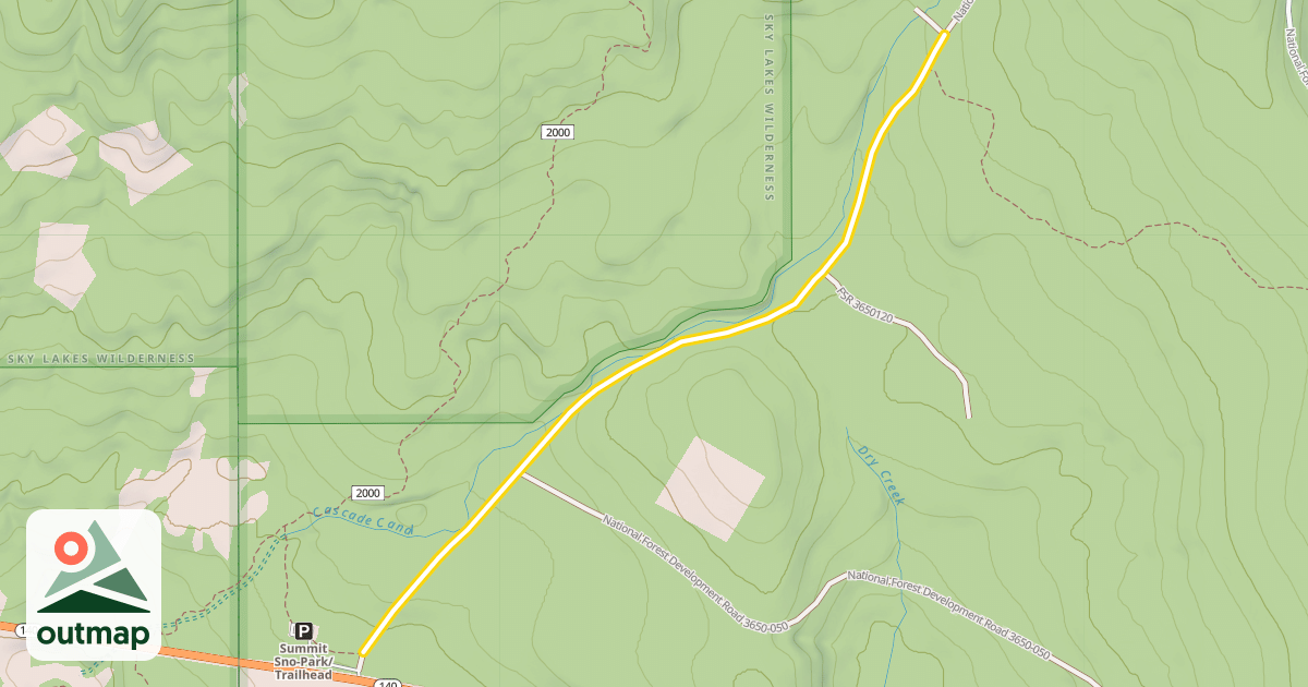 Map of National Forest Development Road 3650