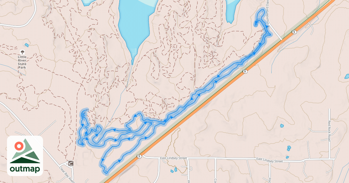 Map of Clearbay Mountain Bike Trails (New Loop -- red/white)