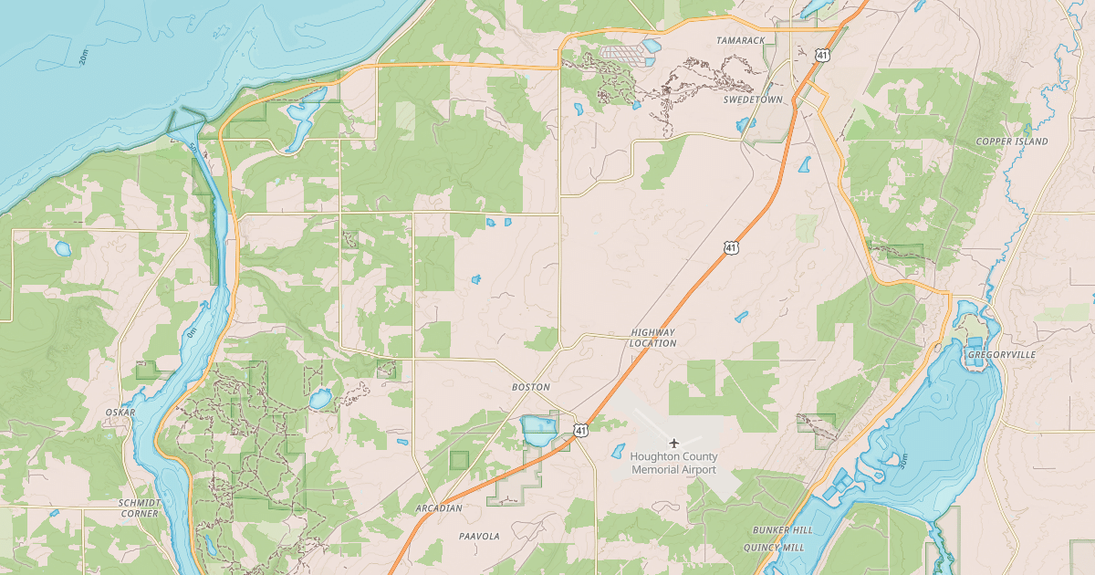 Map preview of Hancock To Calumet Route