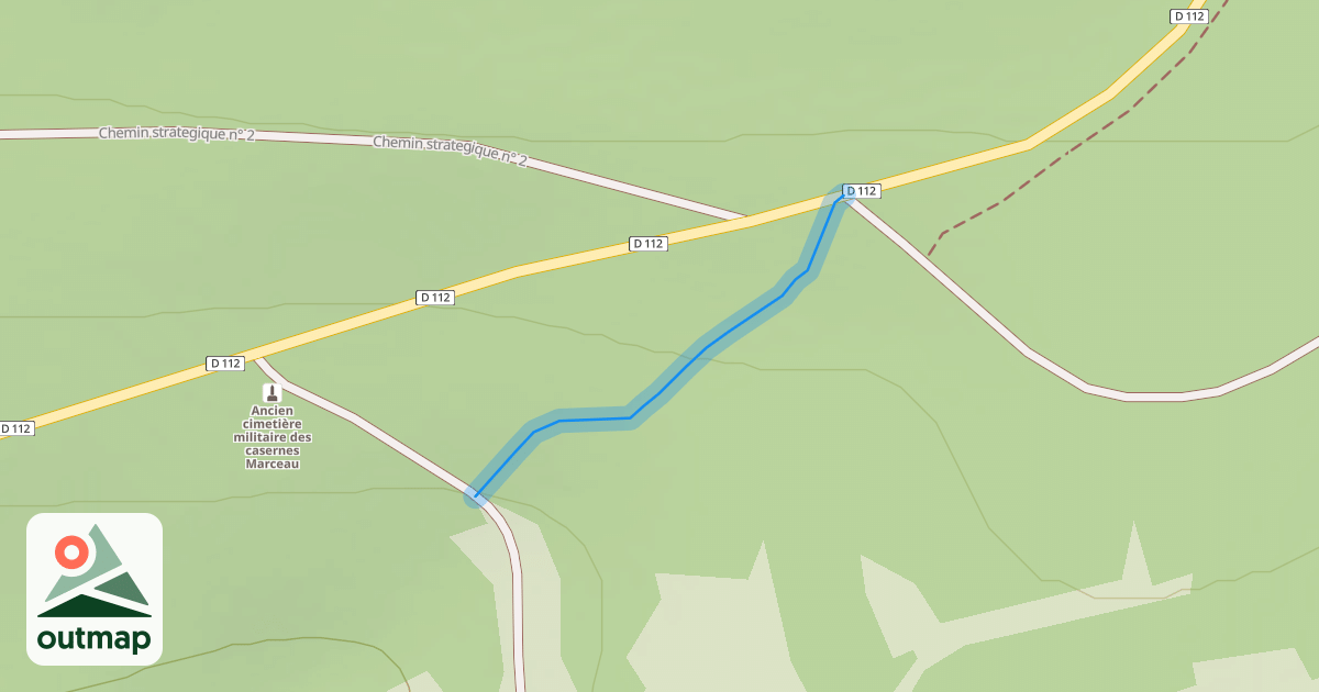 Map of Single entre le chemin de Ancien cimetière militaire des casernes Marceau et la D 112