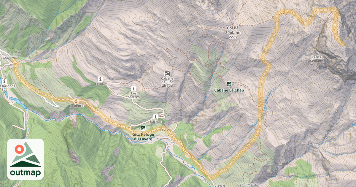 Map of Petite Séolane — Les Clarionds