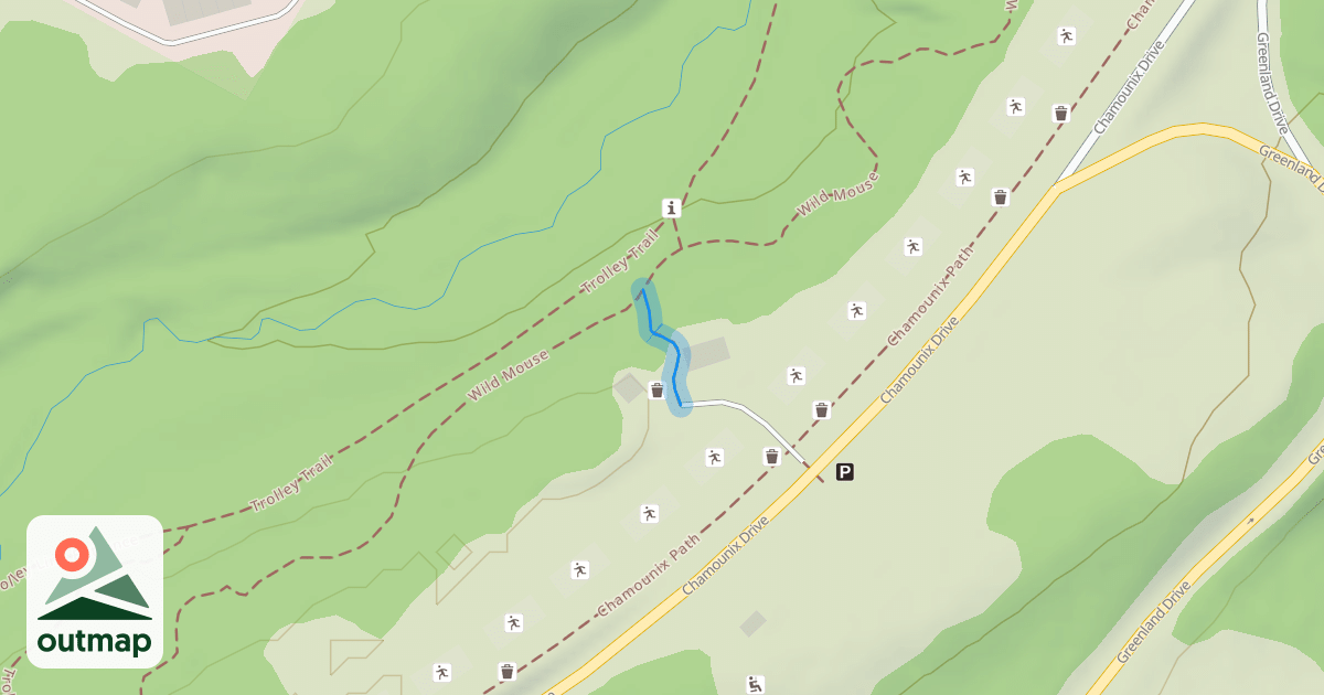 Map of Wild Mouse to Water Fountain/Tennis Courts Connector