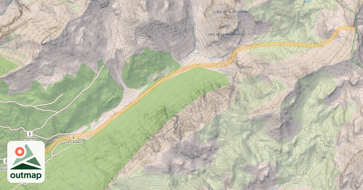 Map of Col du Lauzon — Pont-du-Giet
