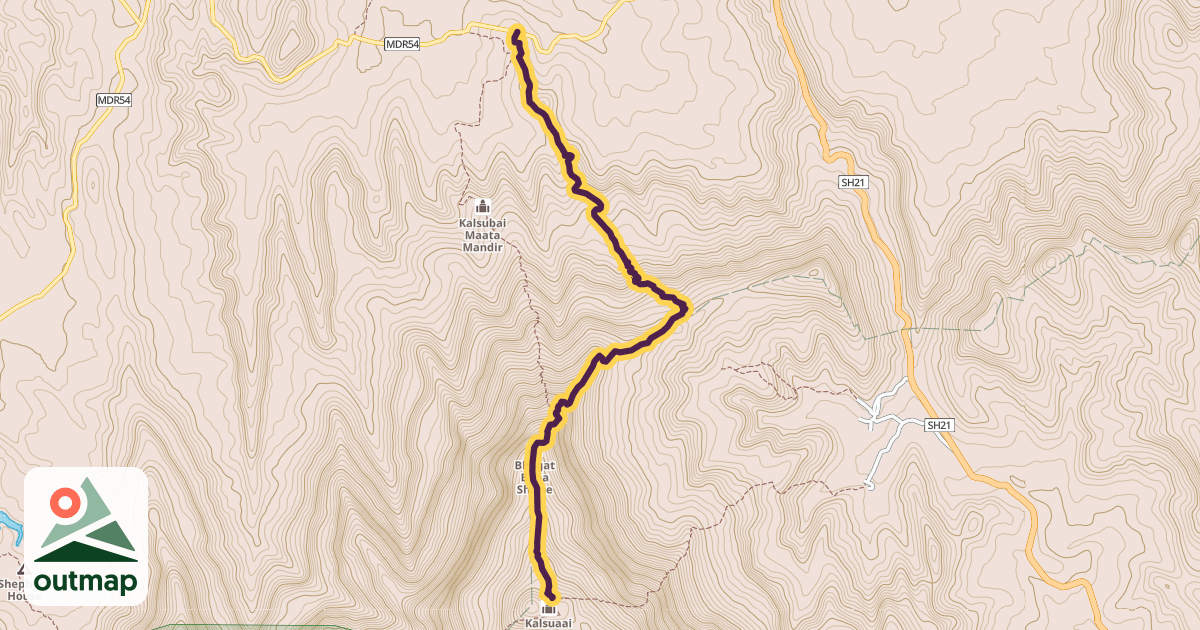 Map of Kalsubai via Indore
