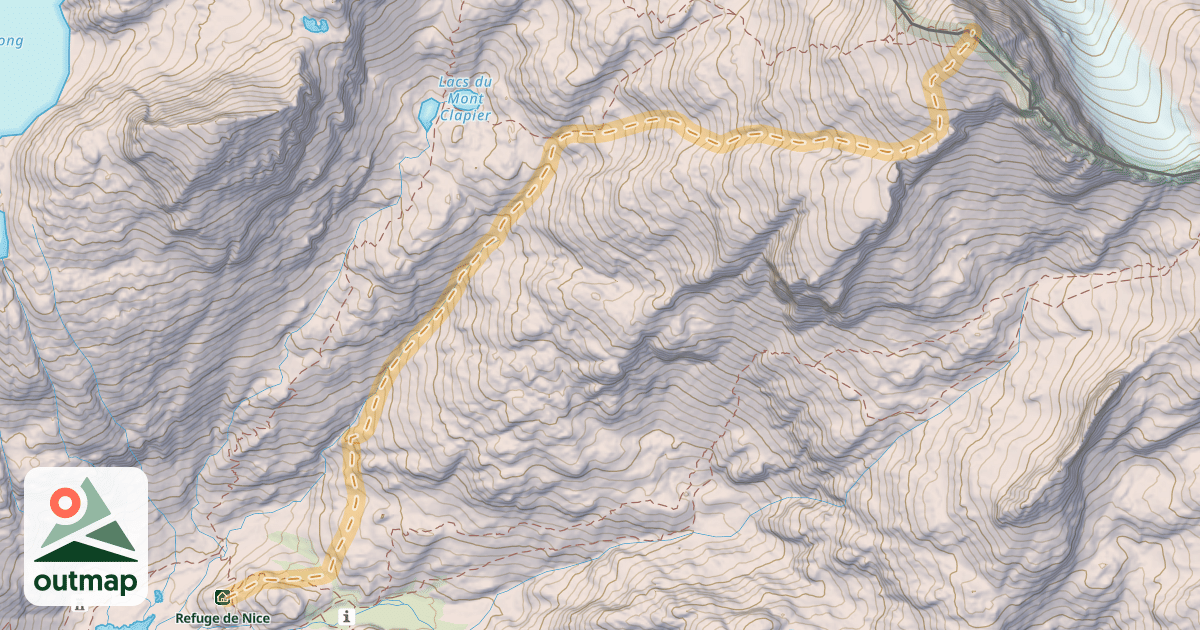 Map of Mont Clapier — Refuge de Nice