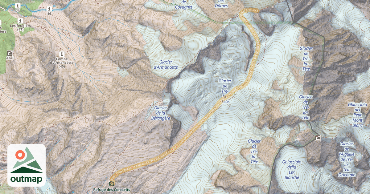 Map of Dôme de Miage Nord — Refuge des Conscrits