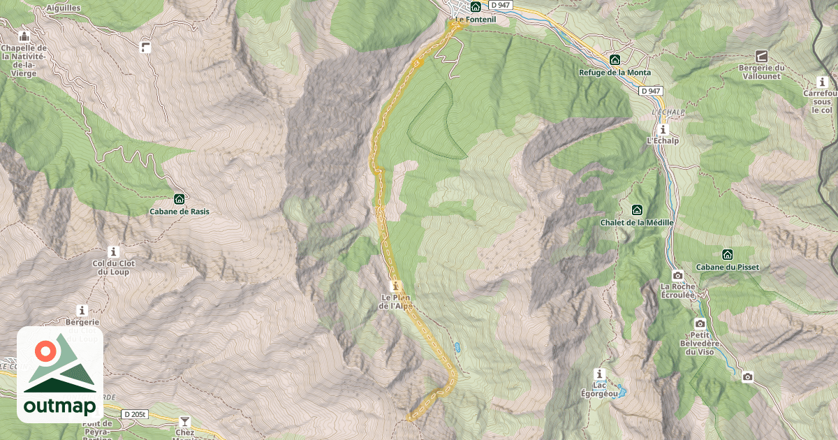 Map of Brèche de l'Aiguillette — Ristolas