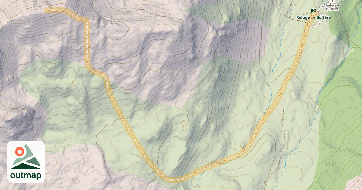 Map of Crête de Baude — Refuge de la Buffère