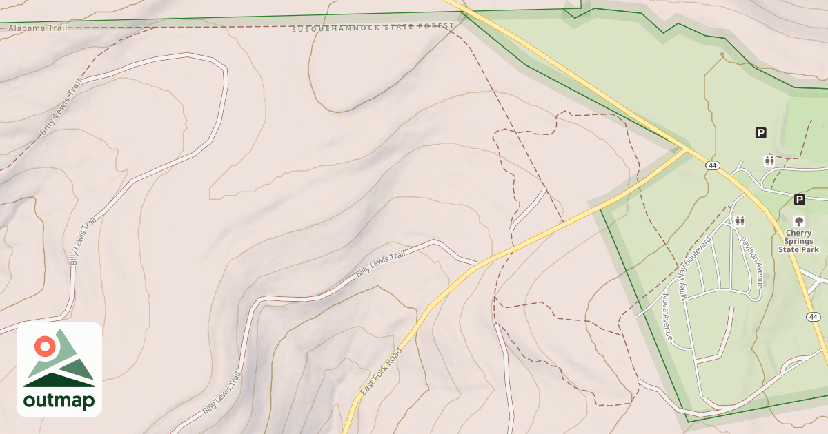 Map of Susquehannock State Forest Snowmobile Trails