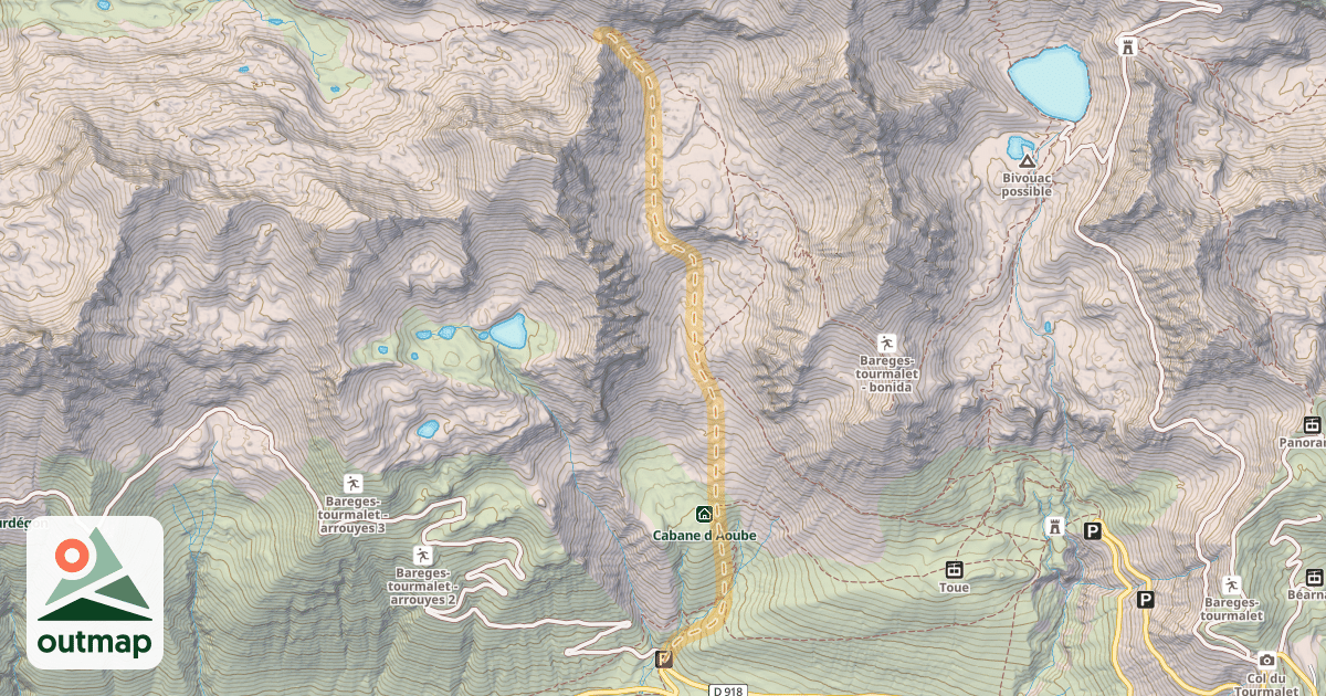 Map of Col d'Aoube — Parking d'Aoube