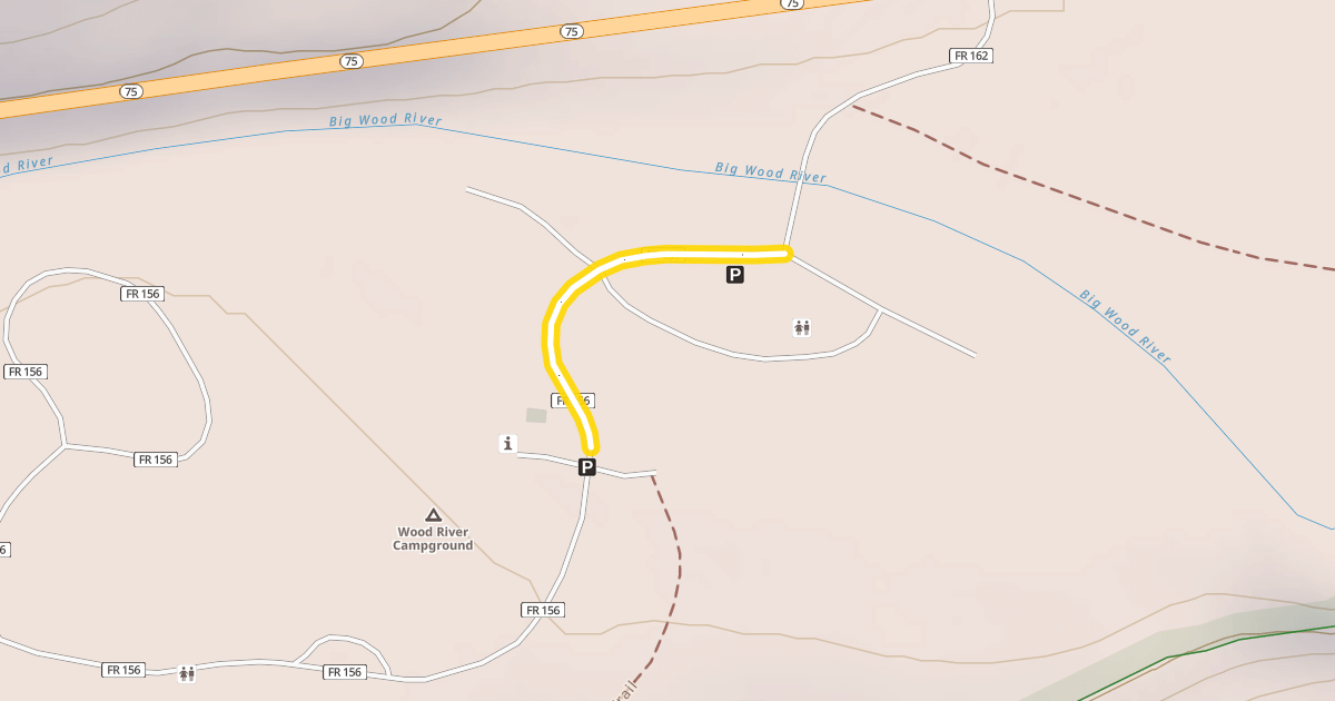 Map preview of Wood River Campground Road
