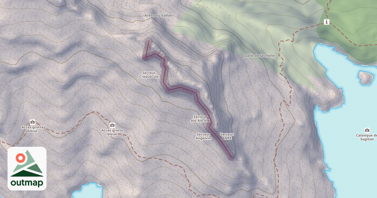 Map of Aiguille de Sugiton - Face SW