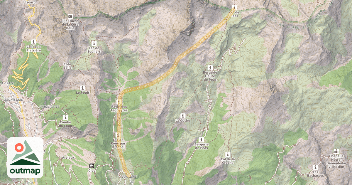 Map of Col de Péas — Souliers