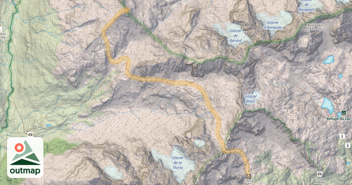 Map of Aiguille de Bérard — Téléski de la Floria