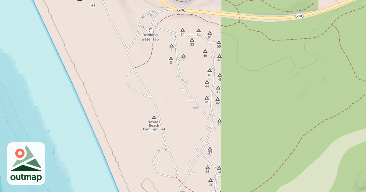 Map of NEVADA BEACH CAMPGROUND