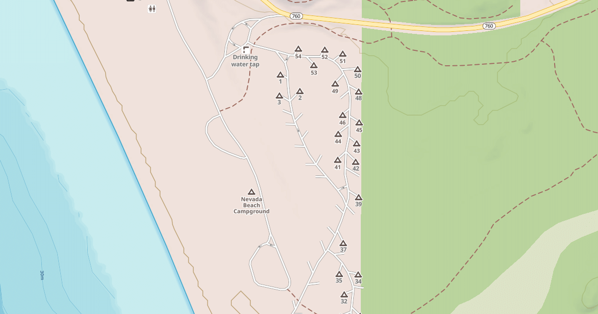 Map preview of NEVADA BEACH CAMPGROUND