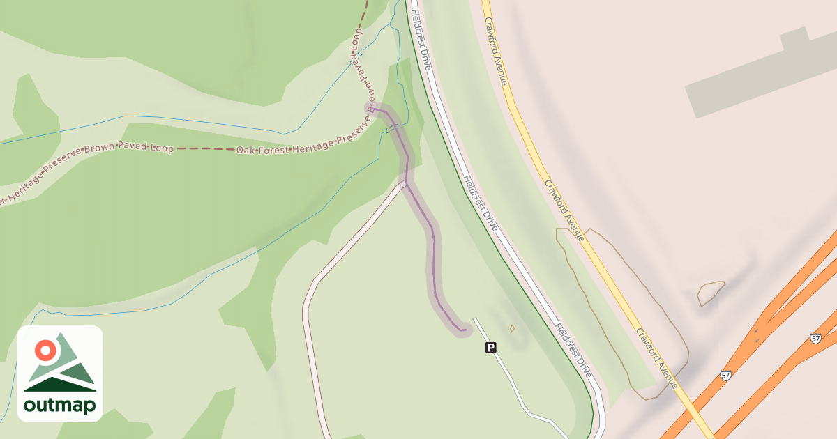 Map of Oak Forest Heritage Preserve Tan Paved Trail