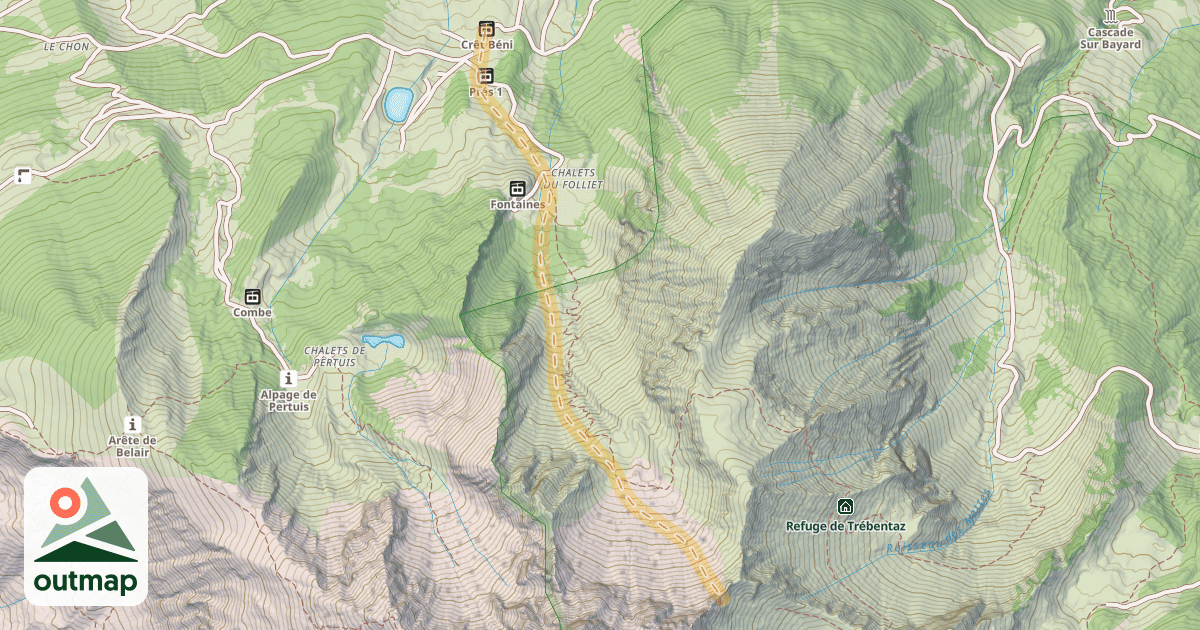 Map of Col de la Corne — Sommet du Télésiége du Crêt-Béni
