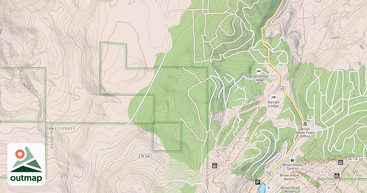 Map of Brianhead Snowmobile Trail