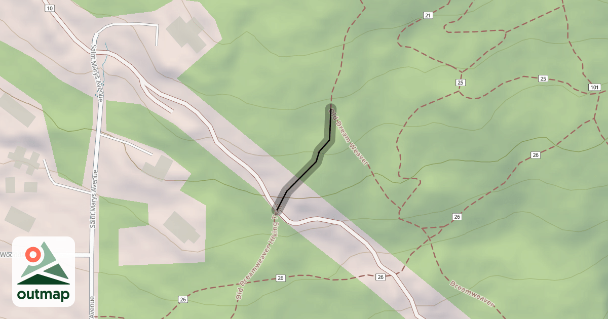 Map of Old Dreamweaver Hiking Trail