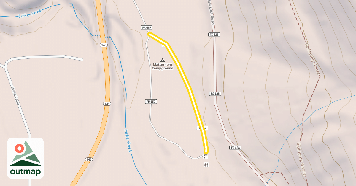 Map of Matterhorn Campground Road