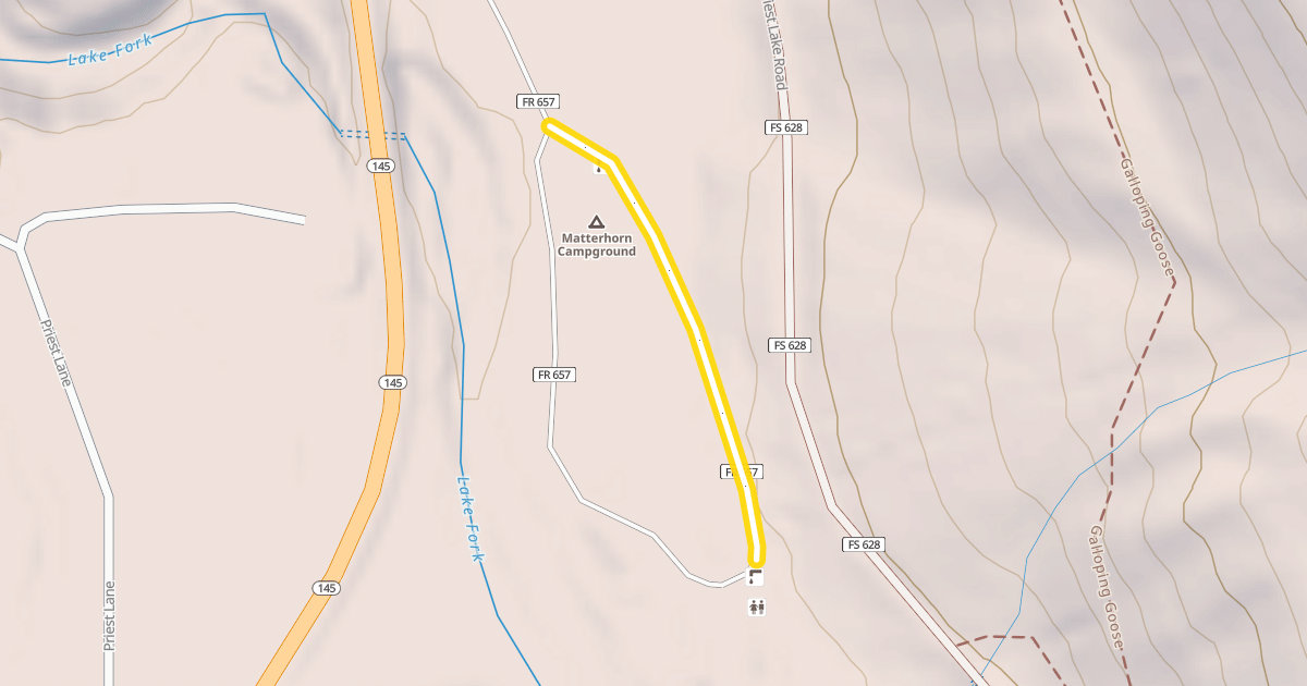 Map preview of Matterhorn Campground Road