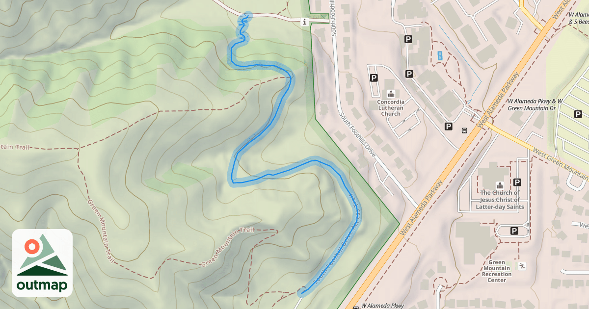 Map of South Foothill Drive Access Trail