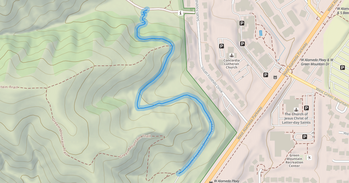 Map preview of South Foothill Drive Access Trail