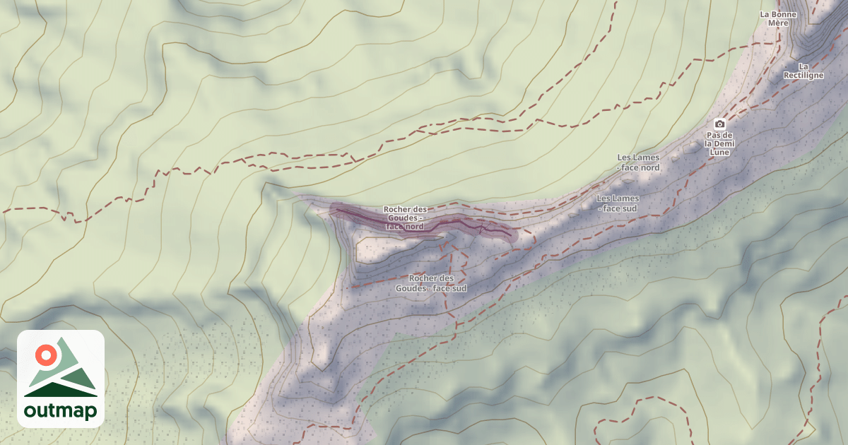 Map of Rocher des Goudes - Face nord