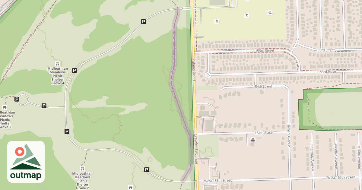 Map of Midlothian Meadows Green Paved Loop