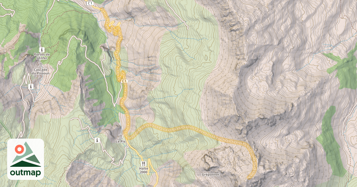 Map of Tête de l'Empeloutier — Barrière de la Combette
