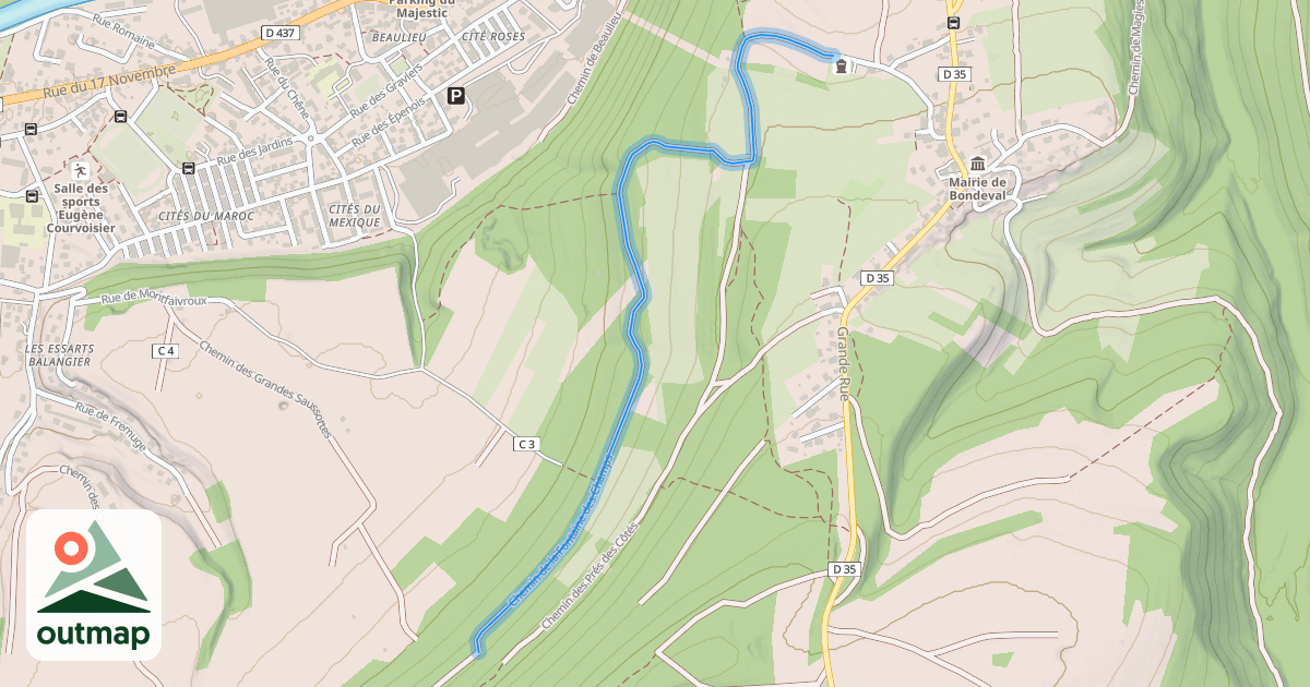 Map of Chemin de la Fontaine des Champs