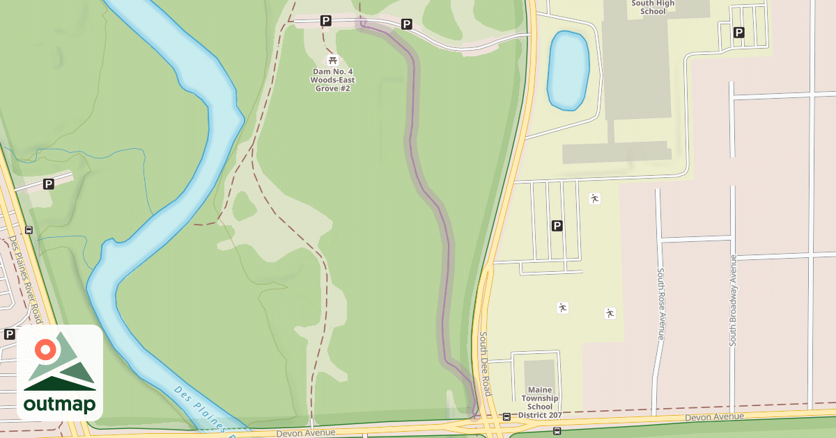 Map of Des Plaines River Trail YellowUnaved