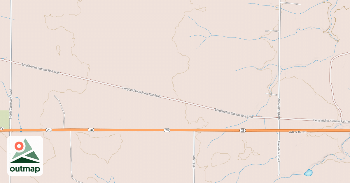 Map of Bergland To Sidnaw State Trail