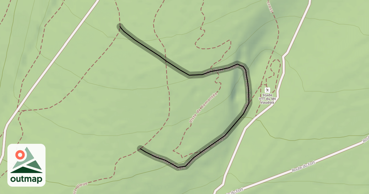 Map of VTT Piste Rouge, Variante dent de requin