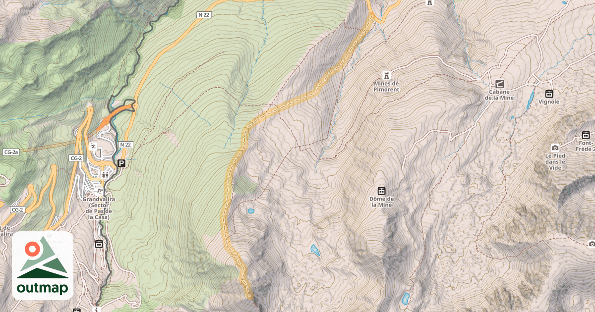 Map of Pic dels Pedrons — Parking du Baladrar